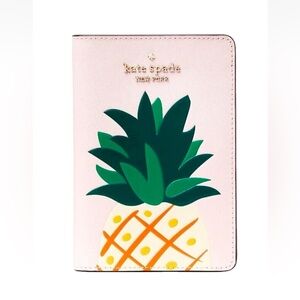 New Kate Spade Colada Pineapple Print Passport Holder Pink Multi